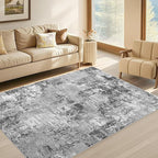 Tortania Washable 3x5 Area Rug - Modern Abstract Neutral Rugs Indoor Soft Thin Mat Non Slip Carpet for Entrance Front Door Living Room Bedroom Home Floor Decoration - Grey