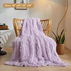 XeGe Luxury Faux Fur Bed Blanket, Soft 60x90 Lavender Fluffy Throw, Shaggy Plush Decorative Couch Blanket, Cute Furry Fuzzy Throw for Bed Bedroom Living Room Light Purple, 60x90