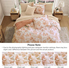 Full Comforter Set -7 Pieces Autumn Leaf Floral Comforter Set for All Seasons, Bed in a Bag Full with Botanical Flowers Comforter, Sheets, Pillowcases & Shams