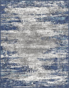 Area Rugs 5x7 for Living Room Bedroom, Modern Abstract Machine Washable Rug, Large Soft Low Pile Floor Cover with Non Slip Backing for Dining Room, Navy Blue Gray