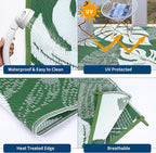 GAOMON Waterproof Plastic Straw Rug 9x12 Outdoor Patio Rug, Reversible Modern Camping Mat with Bag & Stakes, UV Resistant & Easy to Clean Outdoor Carpet for RV, Deck, Balcony, Green