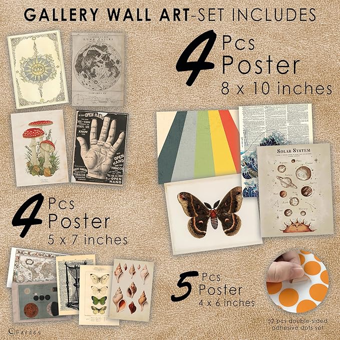 Fardes Vintage Decor for Room Wall Decoration, 13pcs Aesthetic Posters for Vintage Room Decor, Astronomy Pictures, Eclectic Room Decor, Gallery Wall Art