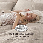 Bedsure Cotton Duvet Cover Set - 100% Cotton Waffle Weave Linen Duvet Cover Oversized Queen Size, GentleSoft™ and Breathable Bedding Set for All Season, 3 Pieces, 98"x98"