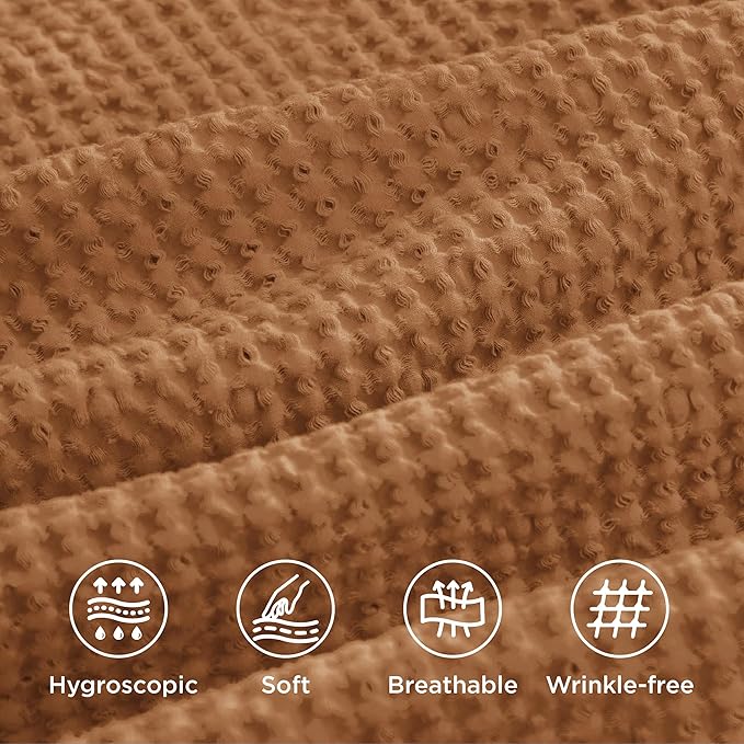 Bedsure Cotton Duvet Cover Queen - 100% Cotton Waffle Weave Hazel Duvet Cover Queen Size, GentleSoft™ and Breathable Bedding Set for All Season, 3 Pieces, 90"x90"