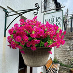 Artificial Flowers for Outdoors Spring Summer Decoration, 16 Bundles Fake Silk Realistic Morning Glory UV Resistant Faux Plastic Plants for Planter Front Door Porch Patio Yard (Fuchsia)