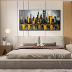 New York City Wall Art for Living Room - Hand Painted Canvas Wall Art for Office - Big Picture Frames for Wall Size 29" x 59"