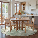 Round Rugs 8FT for Living Room Bedroom, Modern Abstract Machine Washable Circle Rug, Soft Low Pile Floor Cover with Non Slip Backing for Dining Room, Light Green