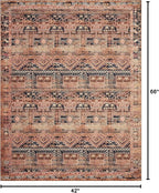Loloi Layla Collection LAY-14 Mocha/Blush 3'-6" x 5'-6" .13" Thick Accent Rug, Soft, Durable, Vintage Inspired, Distressed, Low Pile, Non-Shedding, Easy Clean, Printed, Living Room Rug
