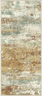 Runner Rug for Hallway Kitchen, 2'6"x10' Machine Washable Runners Rug for Entryway, Soft Modern Abstract Throw Rugs, Low Pile Floor Cover with Non Slip Backing, Orange Green