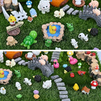 120 Pcs Fairy Garden Accessories, Micro Landscape Ornaments Kit, Mini Resin Animals with Fairy Tiny House for Home Outdoor and Plant House Decor