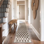 Rugshop Beige Checkered Area Rug – Textured Grid Pattern Carpet for Living Room, Bedroom, or Office – Neutral Contemporary Soft Floor Décor 2' 3" x 8' Runner Beige