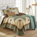 Donna Sharp Contemporary Polyester Quilt Set - Sea Breeze Star - 3-Piece King Size Quilt Set, Includes Quilt, and Two King Pillow Shams Perfect for Coastal and Souhtwest Decor