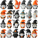 24PCS Halloween Mini Gnome Ornaments, Suitable for Halloween Party Small Gifts, Birthday Gifts Boys and Girls, Classroom Rewards,Candy Bags Collectible Animals Figurine Doll