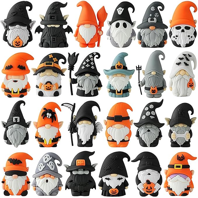 24PCS Halloween Mini Gnome Ornaments, Suitable for Halloween Party Small Gifts, Birthday Gifts Boys and Girls, Classroom Rewards,Candy Bags Collectible Animals Figurine Doll