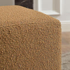 KINWELL 18.5" Wide Modern Square Boucle Upholstered Ottoman with Solid Wood Legs, Cube Ottoman Multi-Functional Sofa Footrest, Extra Seating for Living Room, Bedroom, Fully Assembled (Brown)