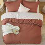 Bedsure Cotton Duvet Cover King - 100% Cotton Waffle Weave Burnt Orange Duvet Cover King Size, GentleSoft™ and Breathable Bedding Set for All Season, 3 Pieces, 104"x90"