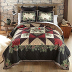Donna Sharp Cardinal Pine Polyester Bedding Set - 3-Piece Queen Size Quilt Set - Includes 1 Quilt and 2 Standard Pillow Shams - Machine Washable - Traditional Design