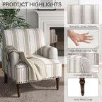 UIXE Stripe Accent Chairs Set of 2, Living Room Arm Chair Modern Nailhead Trim Club Armchair, Comfy Upholstered Sofa Lounge Seat Reading Seat Bedroom Side Seating for Home Office, Brown