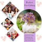 Amethyst Crystal Tree of Life with White Aura Base – Gemstone Tree for Shelf & Home Bedroom Decor – Crystals and Healing Stones, Cute Purple Birthday Gifts & Housewarming Gifts for Women Mom Sister