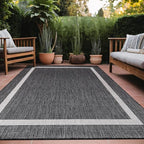 Bordered Outdoor Rug 6x9 Washable Outside Carpet for Indoor Patio Porch Waterproof Easy Cleaning Non Shedding Area Rugs Gray 6 x 9