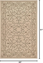 JONATHAN Y Vintage Filigree Indoor Outdoor Area Rug 5X8 Beige/Brown, Charleston Textured Weave for Backyard, Patio, Porch, Easy-Cleaning, High Traffic, Pet-Friendly, Non-Shedding (SMB106A-5)