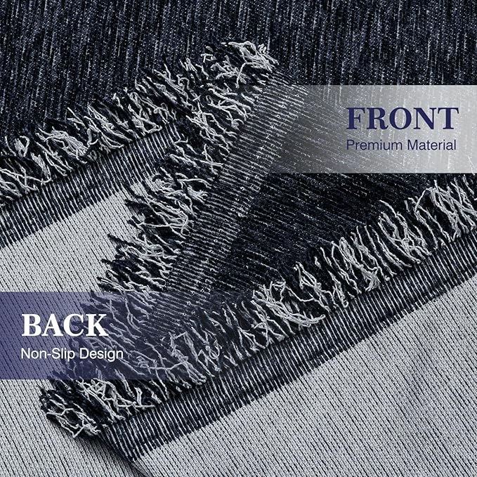 MaymissCouch Cover for Dogs Sectional Sofa Covers Washable for 2 Cushion Couch, Chenille Couch Cover Blanket, Sectional Sofa Slipcovers, Multi-Use Furniture Protector for Kids, Pets, 91" X134", Navy