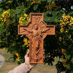 BGCOPPER Jesus Crucifix Wall Cross Handmade Wooden Cross for Wall Decor for Home Room Christmas Gift