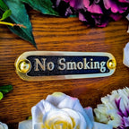 No Smoking Brass Door Sign. Traditional Style Home Décor Wall Plaque Handmade By The Metal Foundry UK.