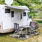 GENIMO Outdoor Rug 3' x 5' Waterproof for Patios Clearance, Reversible Outdoor Plastic Straw Camping Rug Carpet, Large Area Rugs Mats for RV, Camper, Deck, Balcony, Porch, Beach, Picnic, Black&Beige