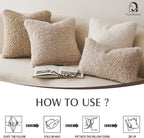 Foindtower 2 Pieces 16x16 Inch Light Khaki, Faux Fur Throw Pillow Cover Accent Sherpa Pillow Fuzzy Soft Pillowcases Sheepskin Decorative Fleece Cushion Case for Bed Couch Living Room