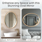 OVALCREST - Oval Wooden Beveled Wall Mirror for Home Decor, Bathroom, Vanity, Bedroom, Living Room, Hallway - London Style (Gold Paint) 31.1 x 41.1