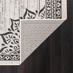 CAMILSON Outdoor Rug, 5x7 Medallion White Black Modern Area Rugs for Indoor and Outdoor Patios, Kitchen and Hallway Mats, Washable Porch Deck Outside Carpet (Medallion White, 5 x 7)