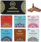 Raajsee Natural Incense Cones,6 Pack Mixed Scents Gift Pack 15 pc Each (90 Total), Insense Cones Variety Pack, 100% Organic Non Toxic Natural - Hand Rolled Free from Chemicals (Pack 2)