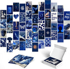Y2K BOO Dark Navy Aesthetic Wall Collage Kit - 50 Trendy Deep Blue Photos for Minimalist Room Decor, 4"x6" Modern Art Prints for Teen Bedroom, College Dorm & Apartment Wall Aesthetic