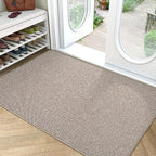 LUMI Ultra Thin Door Mat for Entryway,36"x56" Low Profile Non Slip Rubber Backing Indoor Doormat, Easy Clean Welcome Entrance Mat for Inside House, Patio, Beige
