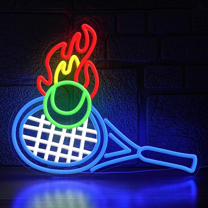 Tennis Neon Sign for Wall Decor,Usb Powered Led Ball Sign Sports Neon Light for Tennis Lovers Gift Sports Club Gym(16.54 * 12.6In)