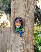 Elenon Gnome Tree Faces Garden Decor, 13inch Elf Out The Window Statue Outdoor Decorations, Tree Hugger Fairy Whimsical Peeker Sculpture Yard Patio Art