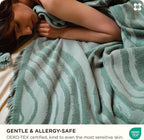 Bedsure 100% Cotton Throw Blanket for Couch - Chenille Woven Textured Blanket Gifts for Women, Cozy and Soft for All Seasons, Home Decor Boho Throw for Bed, Sofa, Aqua Gray, 50x60 Inches