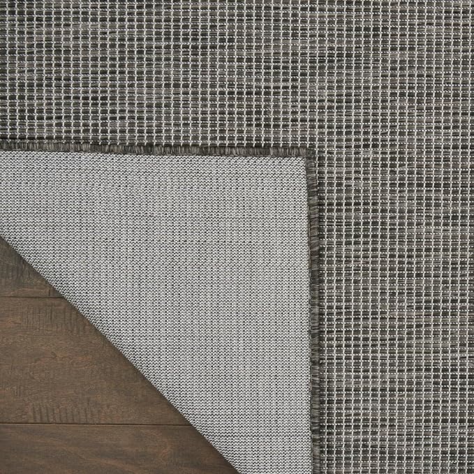 Nourison Positano Indoor-Outdoor Charcoal 6' x 9' Area Rug, Easy Cleaning, Non Shedding, Bed Room, Living Room, Dining Room, Backyard, Deck, Patio (6x9)