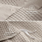 Bedsure Cotton Duvet Cover Queen - 100% Cotton Waffle Weave Linen Color Duvet Cover Queen Size, GentleSoft™ and Breathable Bedding Set for All Season, 3 Pieces, 90"x90"