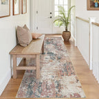 Tortania 2x6 Runner Rug for Entryway: Neutral Washable Soft Thin Area Rugs - Non Slip Indoor Carpet for Hallway Living Room Bedroom Dining Room Office Nursery Home Floor Decoration - Colorful Multi