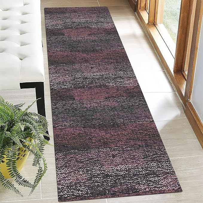 RUGSURE Washable Area Rug - 1/6 Thick - Stain & Water Resistant Non-Slip - Resistant Rug for Living Room, Bedroom, Nursery, Pet & Child Friendly, Vintage Charm Area Rugs (Burgundy, 2'6'' x 8')