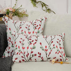 YOUR SMILE Classical Embroidery Jacquard Christmas Red Square Decorative Throw Pillow Case Cushion Cover,12x20 inch