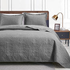 Love's cabin Quilts for Queen Bed Grey Bedspreads - Soft Bed Summer Lightweight Bedspread Comforter - Modern Style Coin Pattern Coverlet for All Season - 3 Pieces (1 Quilt, 2 Pillow Shams)