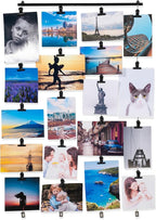 You Have Space 2 Pack Hanging Picture Display Photo Holders with Metal Cable Strings and 40 Magnetic Clips Metal Black