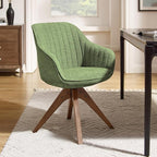 Art Leon Office Chair No Wheels - Mid Century Modern Desk Chair, Swivel Accent Chair with Oak Wood Legs, Fabric Upholstered Arm Chair, Green