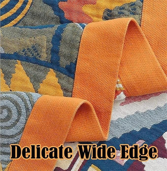 Cotton Throw Blanket for Couch 100% Cotton Blankets for Bed, 90''x 98'' Cotton Quilted Blanket King Size Muslin Mexican Blanket Cozy Soft for Women