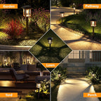 XMCOSY+ Solar Lights Outdoor Waterproof IP65, 25 LM Garden Light for Yard Pathway, Dual-Tone LED Lights with Seed Glass Metal, Solar Powered Landscape Walkway Pathway Decor Lighting (Warm White)