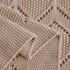 Longhui bedding Chunky Cotton Knit Throw Blanket for Couch, Sofa, Bed, or Chair, Decorative Breathable Fall Cable Knit Blanket 51 x 63 Inches, Pink Rose