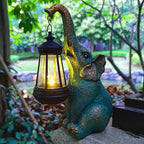 JOYBEE Garden Statues Elephant with Solar Lantern Outdoor Decor-Elephant Solar Figurines Lights Decorations for Patio Yard Lawn Ornaments-Gifts for Birthday Easter Housewarming